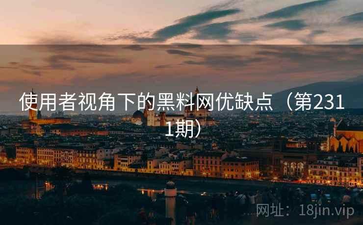使用者视角下的黑料网优缺点（第2311期）